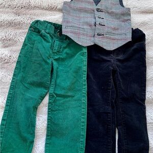 Stylish Green Corduroy Kids Pants